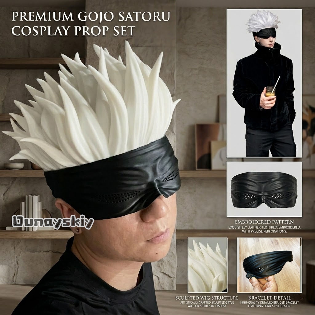 Anime Cosplay Eyes - Jutsu Kasen Gojo Satoru 3D-Augenmaske Kopfbedeckung