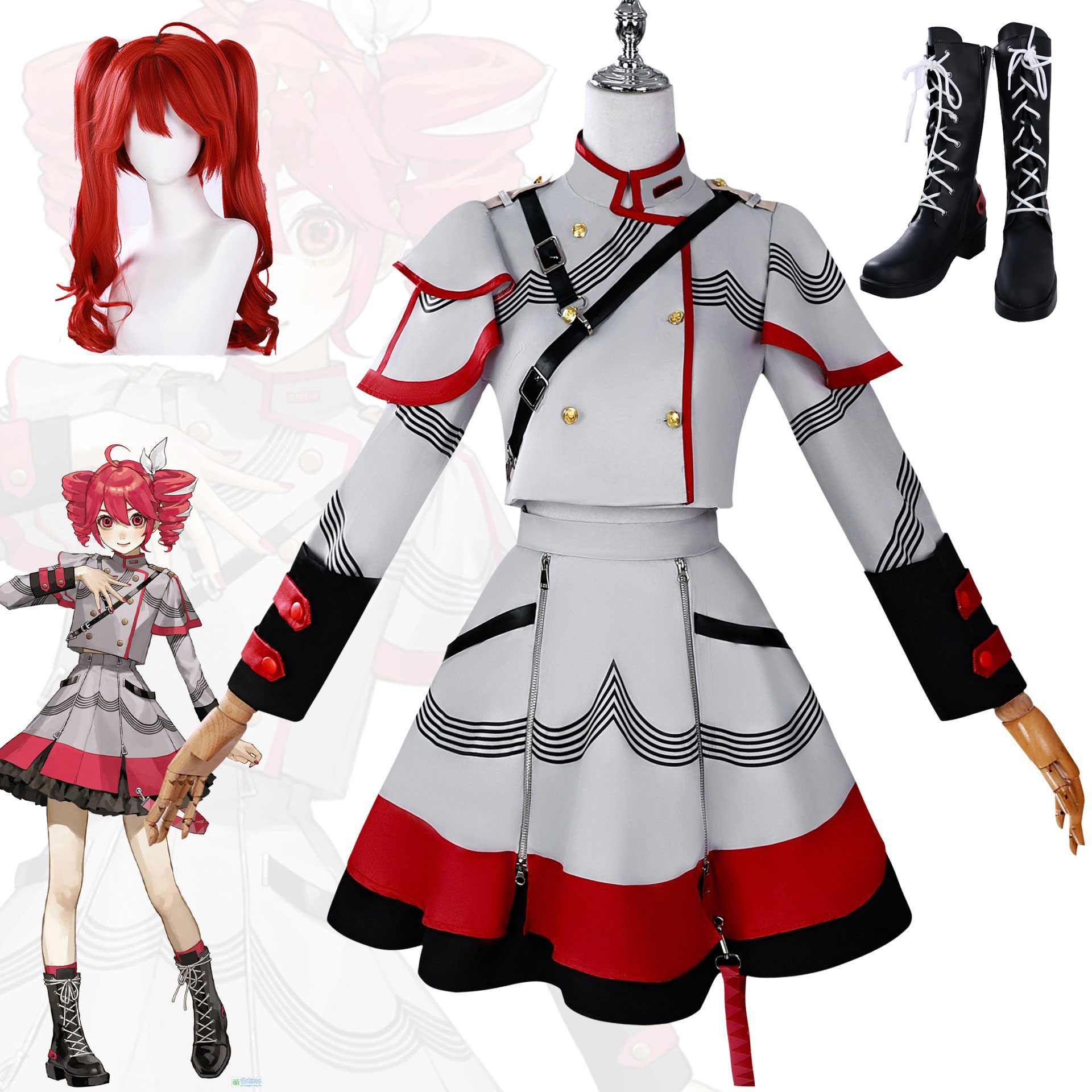 Anime Cosplay Makeup - Kasane Teto Cosplay-Kostüm für Erwachsene, Karnevalsuniform,