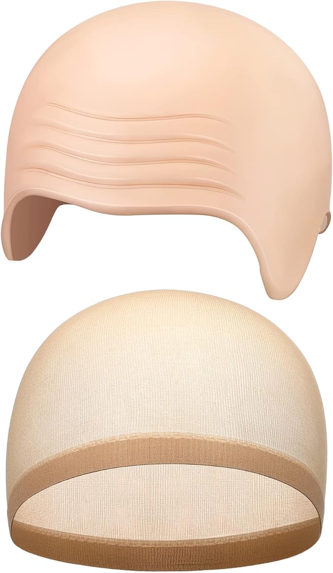 Anime Cosplay Makeup - 2-teiliges Set Latex-Perückenkappen mit Nylon-Unterziehkappen für