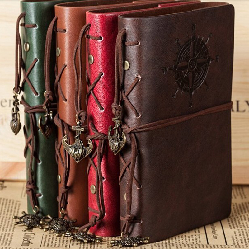 Black Clover Grimoire - Retro-Spiral-Notizbuch, Tagebuch, Notizblock, Vintage-Piraten-Anker, PU-Leder, Notizbuch,