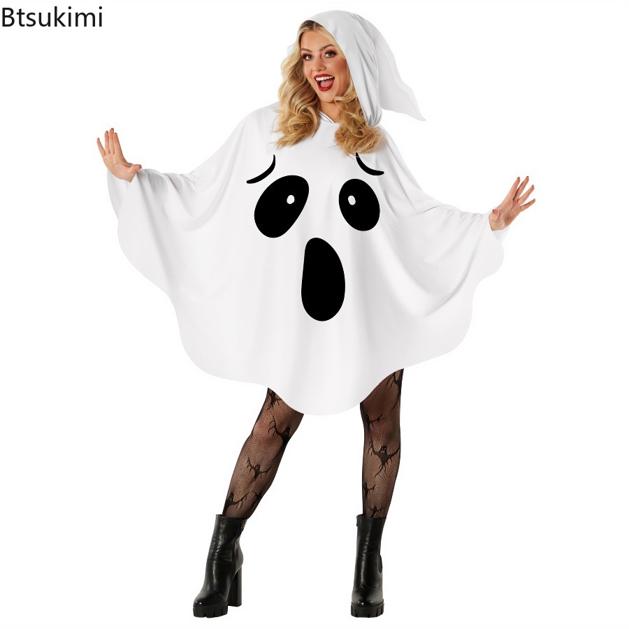 Anime Cosplay Eyes - Neues Damen-Halloween-Kostüm: Weißer Umhang mit schwarzen