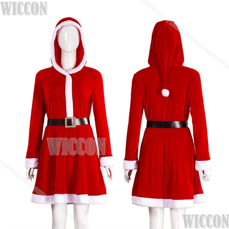 Anime Cosplay Events 2026 - 2026 Neues rotes Weihnachtskleid mit Kapuze,