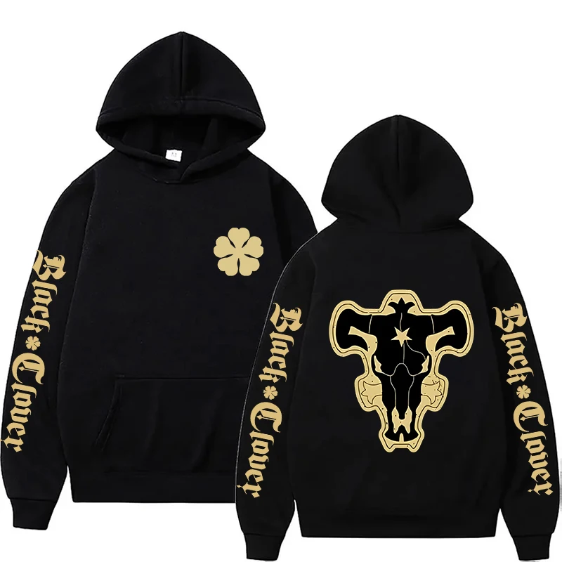 Black Clover Grimoire - Trendiger Hoodie mit Black-Bull-Print, bequemer Langarm-Sweatshirt,