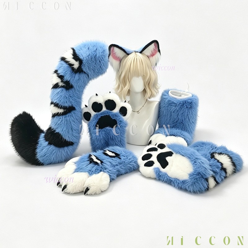 Derpyy Blaues Tiger-Fursuit-Se – Cosplay Anime Women Bewertung und Preis